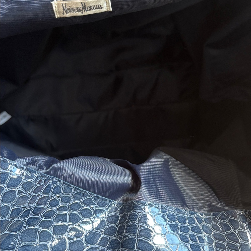Neiman Marcus Navy Croc Embossed Tote - Picture 6 of 9